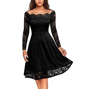 Black Lace long sleeve dress